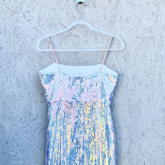 NWT $288 NBD Amethyst Sequin Side Slit Sleeveless Column Maxi Gown Dress M - Picture 7 of 12